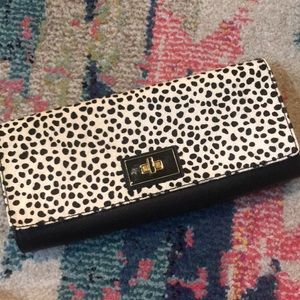 Black and White Faux Calf Hair Clutch